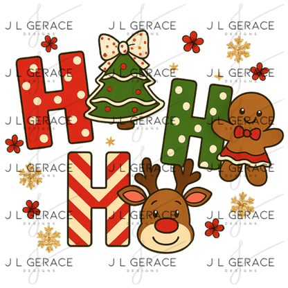 Ho Ho Ho Christmas PNG – Gingerbread, Reindeer & Tree Clipart