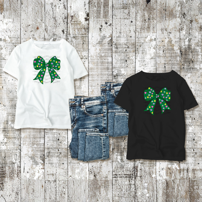 St Patricks Day Bow PNG Shamrock Rainbow Lucky Clipart Green Hair Bow Design Sublimation Download