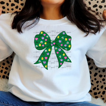 St Patricks Day Bow PNG Shamrock Rainbow Lucky Clipart Green Hair Bow Design Sublimation Download