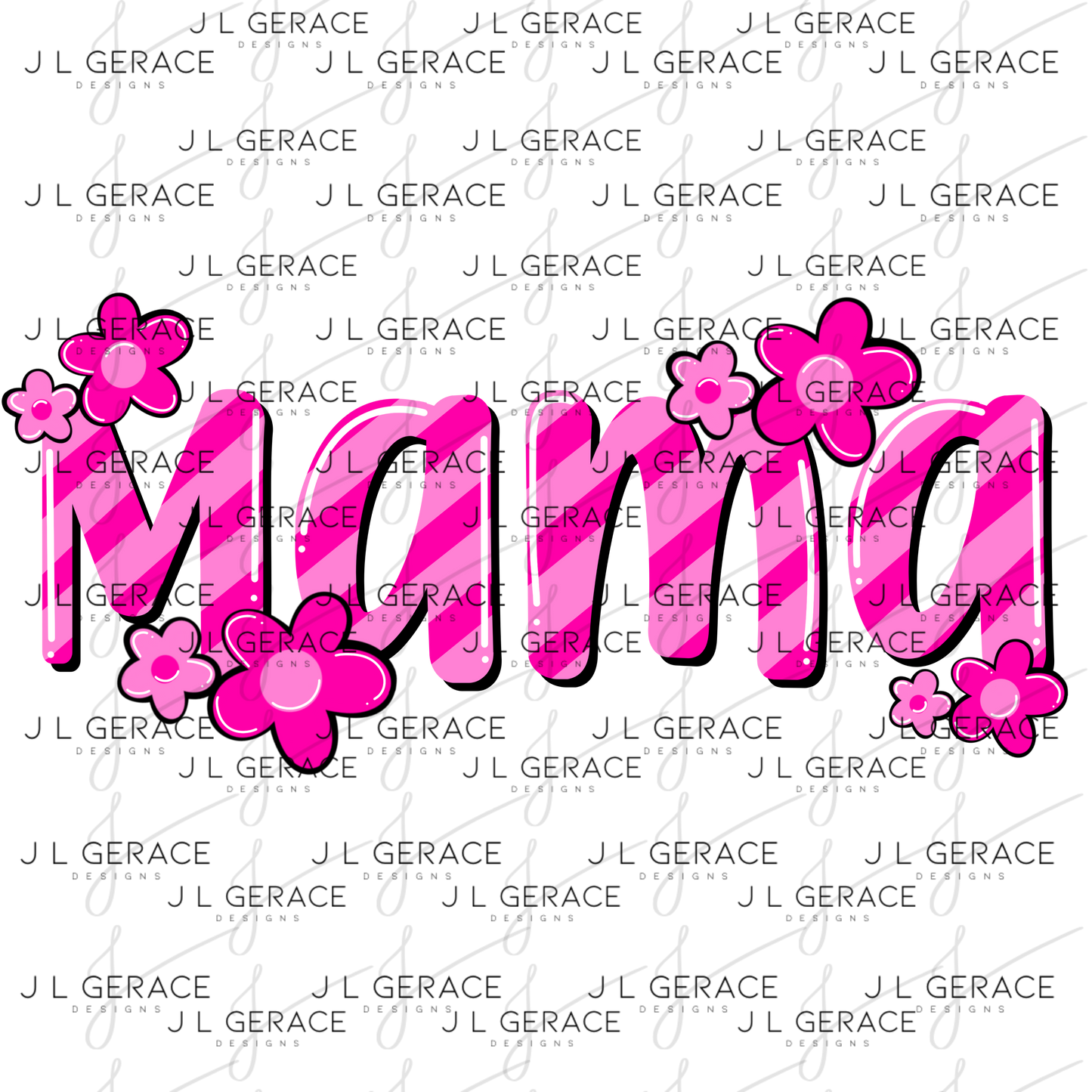 Mama Daisy Floral Pink PNG Design