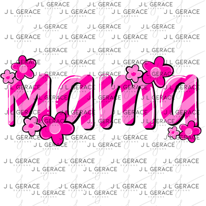 Mama Daisy Floral Pink PNG Design