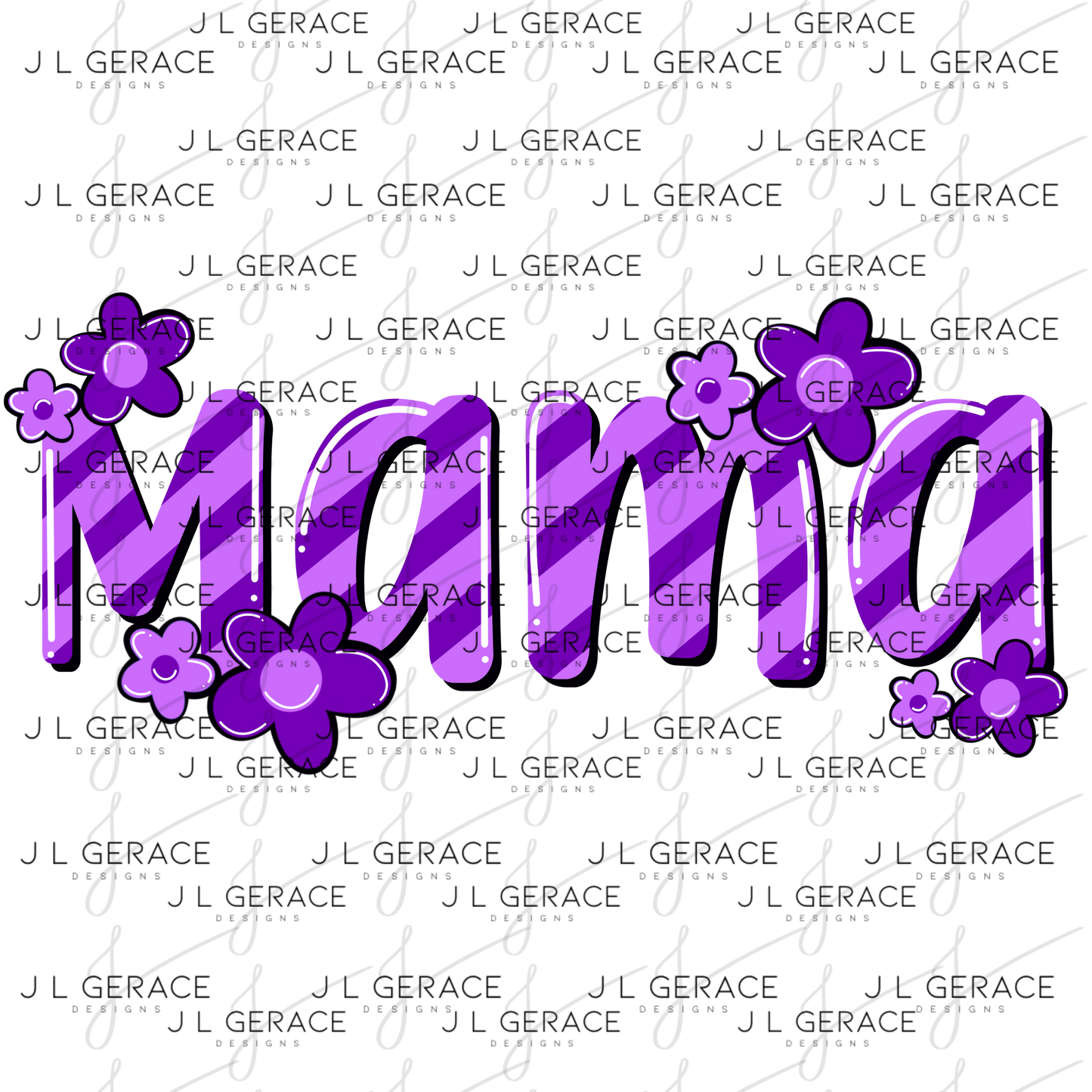 Mama Daisy Floral Purple PNG Design