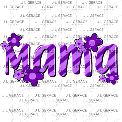 Mama Daisy Floral Purple PNG Design