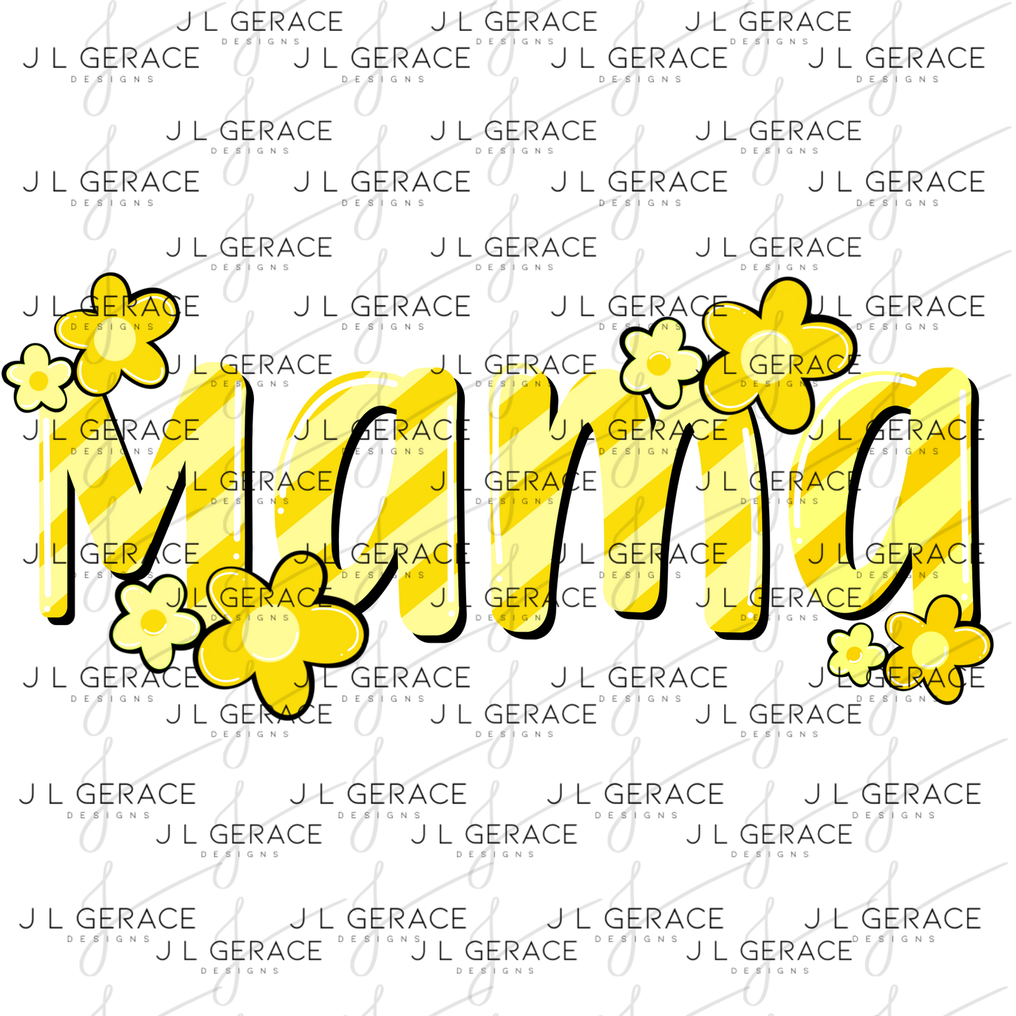 Mama Daisy Floral Yellow PNG Design