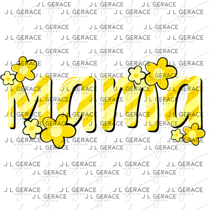 Mama Daisy Floral Yellow PNG Design