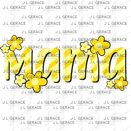 Mama Daisy Floral Yellow PNG Design