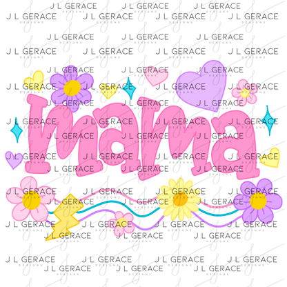 Mama Floral Retro PNG – Mothers Day Sublimation Design