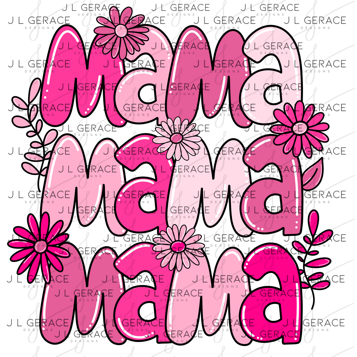 Mama Mama Mama Pink Floral PNG Design