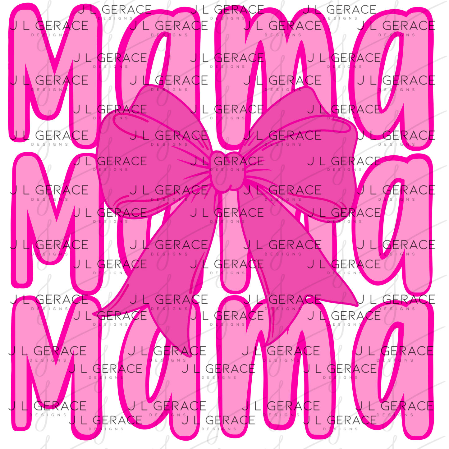 Mama Mama Mama PNG – Pink Bow Mothers Day Sublimation Design