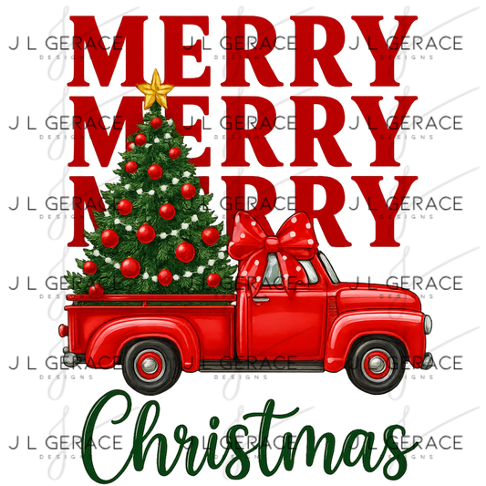 Red Vintage Truck Christmas PNG – Merry Christmas Tree Clipart