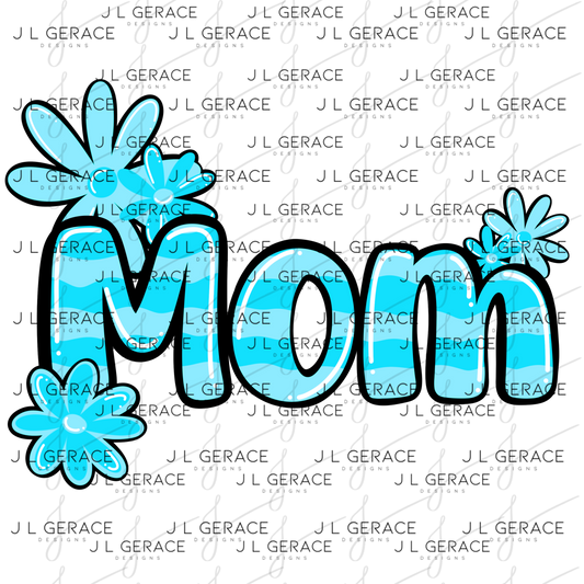 Mom Daisy Floral Blue PNG Design