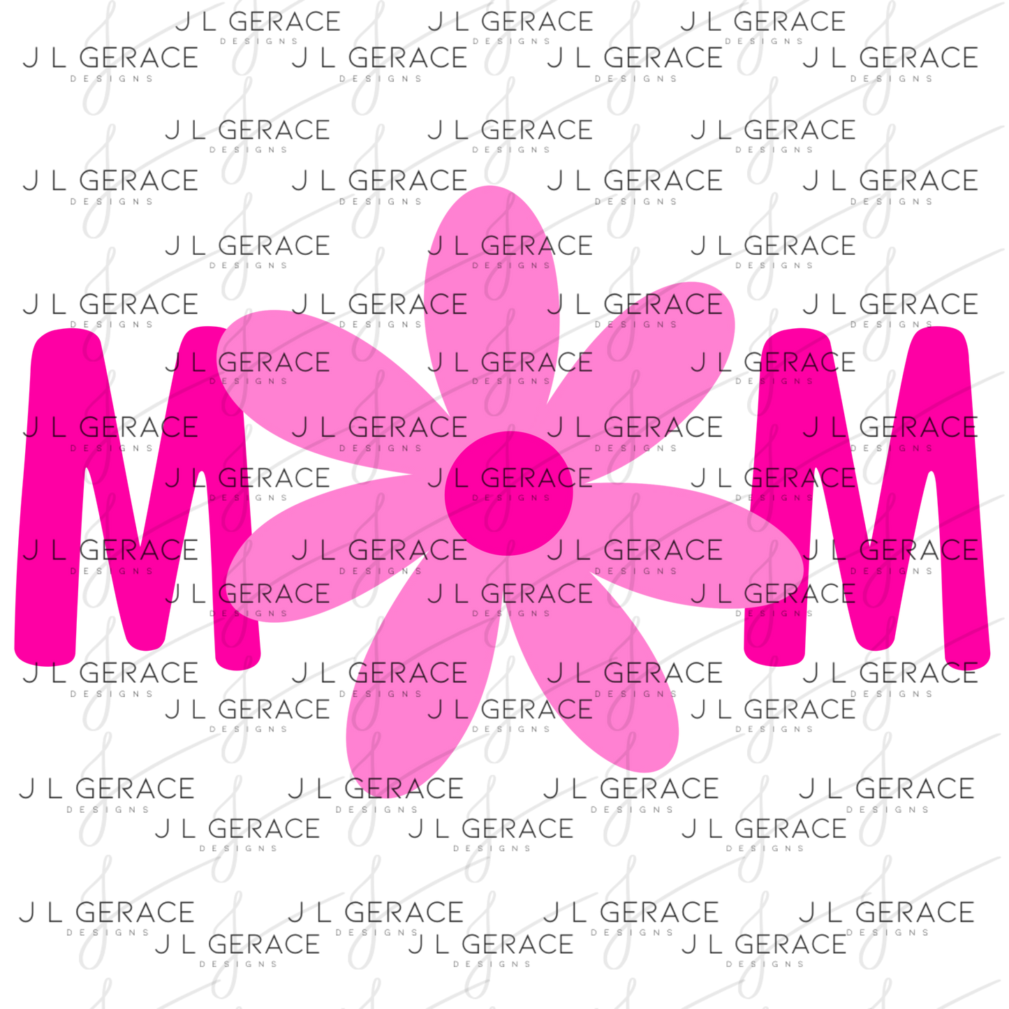 Mom Daisy Floral Pink Gradient PNG Design
