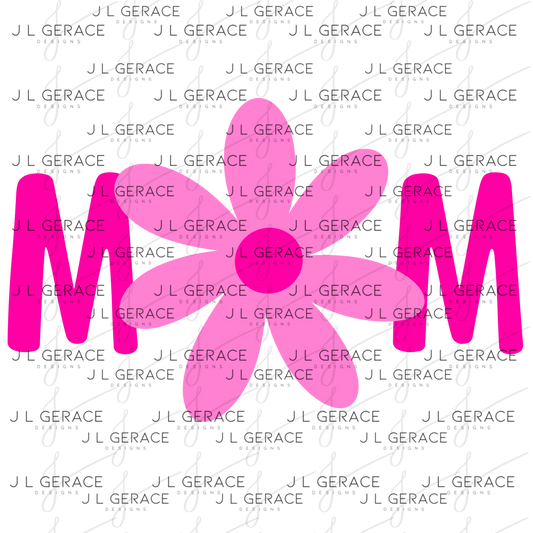 Mom Daisy Floral Pink Gradient PNG Design