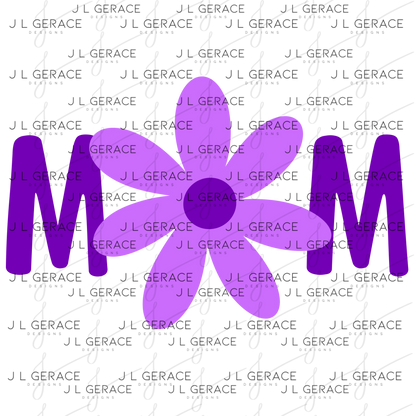 Mom Flower PNG Clipart Sublimation PNG Mothers Day Purple Daisy Design