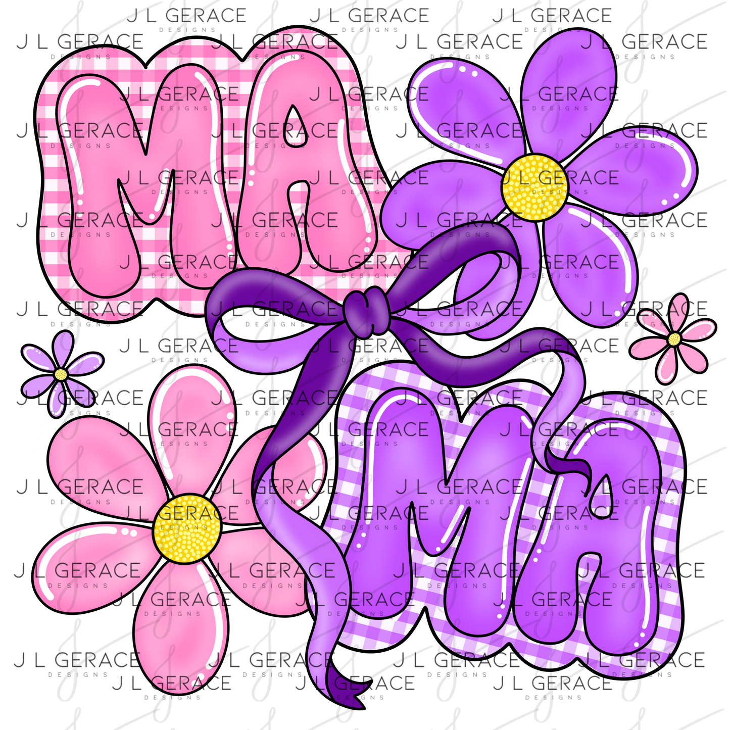 Mama Floral Bow PNG Design