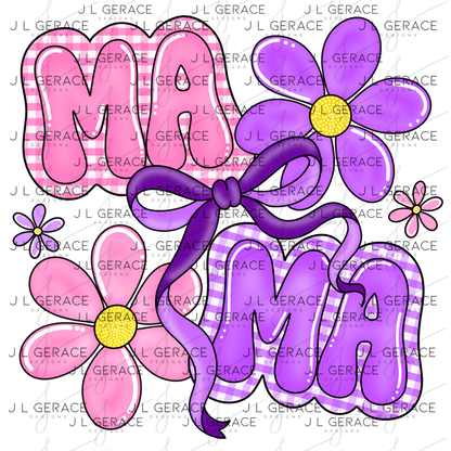 Mama Floral Bow PNG Design