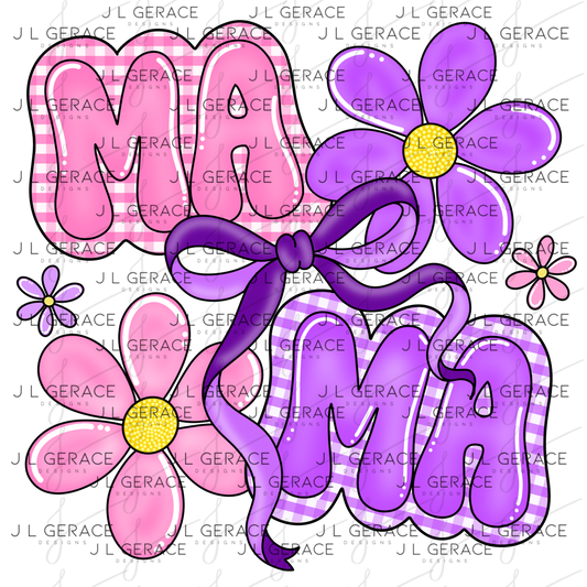 Mama Floral Bow PNG Design