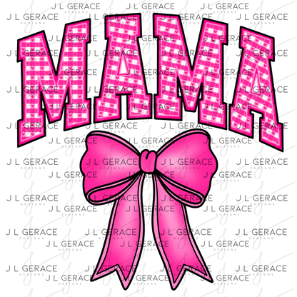 Mama Bow PNG – Pink Gingham Mothers Day Sublimation Design