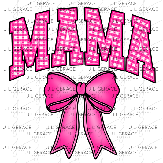 Mama Bow PNG – Pink Gingham Mothers Day Sublimation Design
