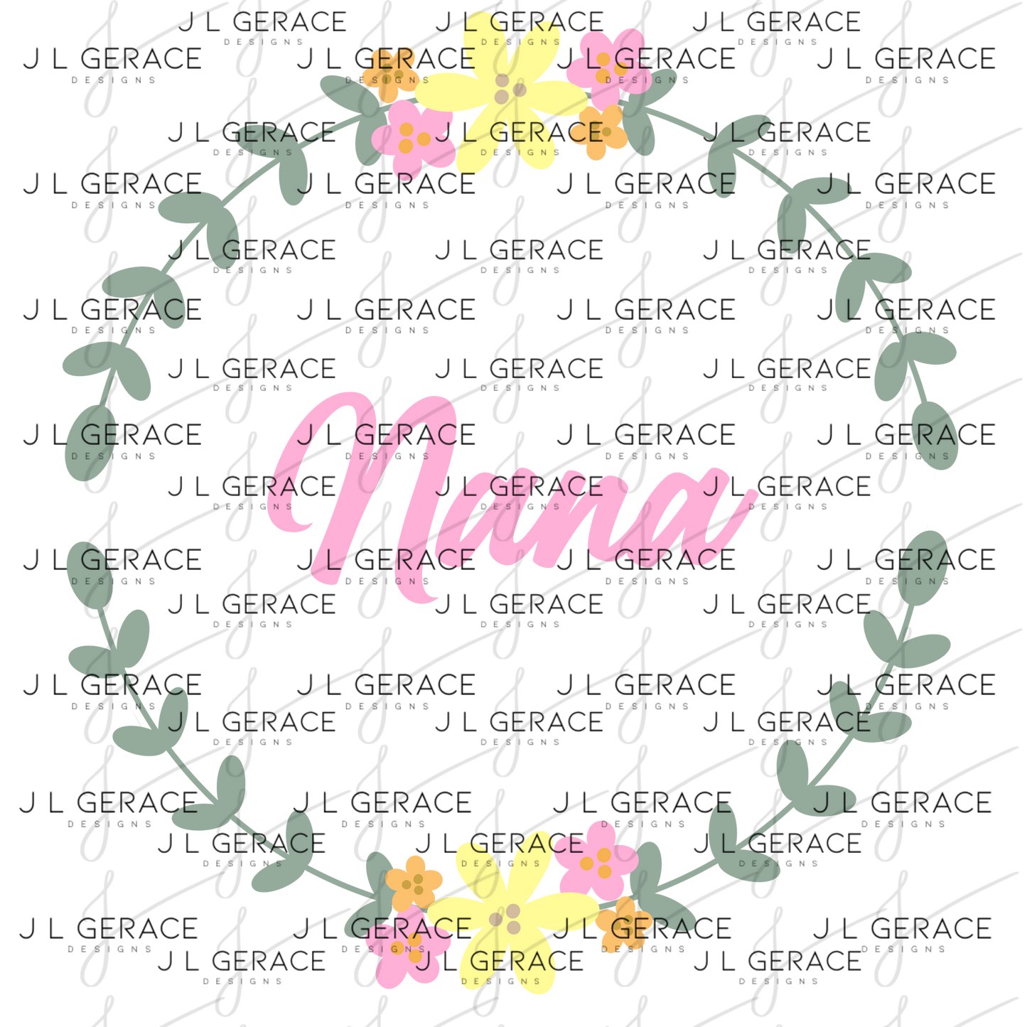 Nana PNG – Floral Wreath Script Sublimation Design