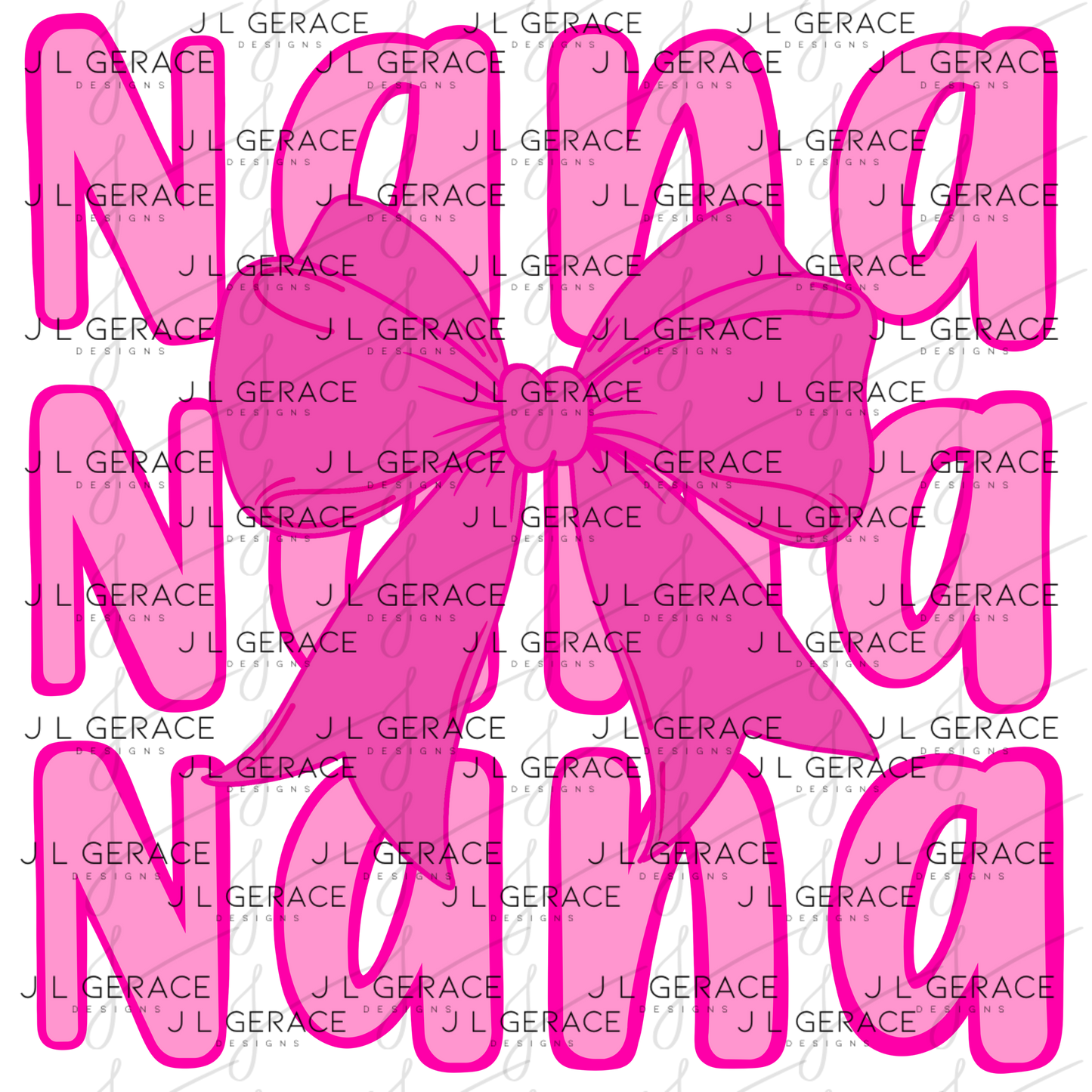 Nana Bow PNG – Pink Coquette Style Sublimation Design