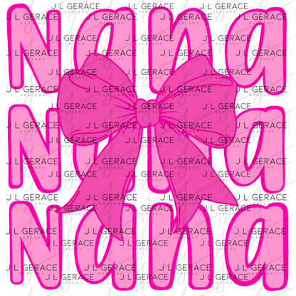 Nana Bow PNG – Pink Coquette Style Sublimation Design