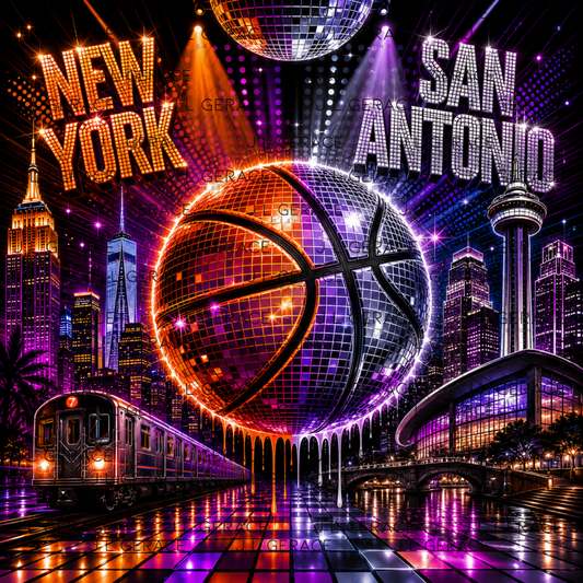 Disco New York vs San Antonio Basketball PNG Design