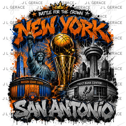 Graffiti New York vs San Antonio Basketball Finals PNG Design