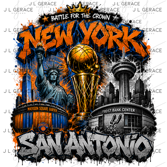 Graffiti New York vs San Antonio Basketball Finals PNG Design