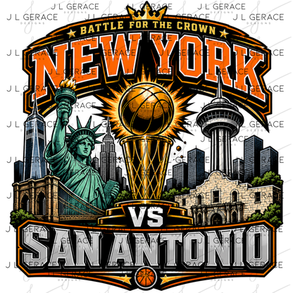 New York vs San Antonio Basketball Trophy PNG Design