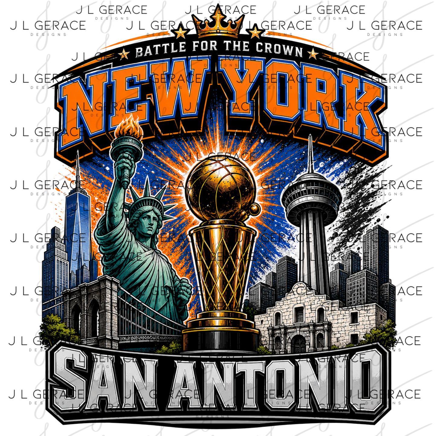 New York San Antonio Championship Trophy Basketball PNG Design