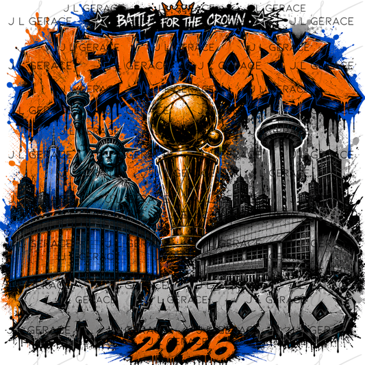 New York vs San Antonio Finals 2026 Graffiti PNG Design