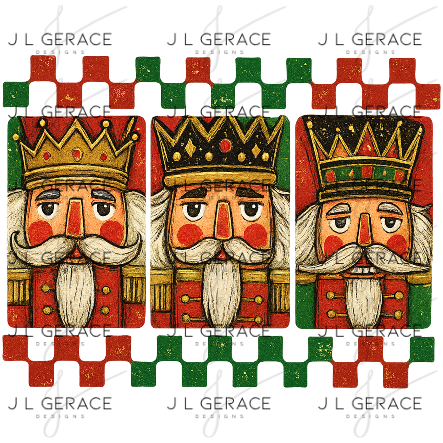 Nutcracker Trio PNG Clipart – Vintage Christmas Art
