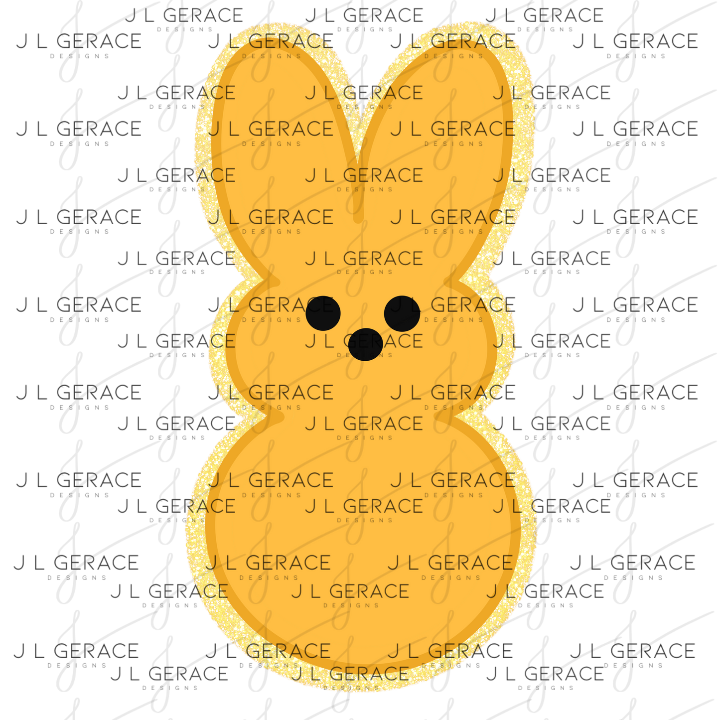 Orange Glitter Bunny Peep Easter Clipart Sublimation PNG