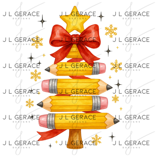 Pencil Christmas Tree PNG – Teacher Christmas Clipart