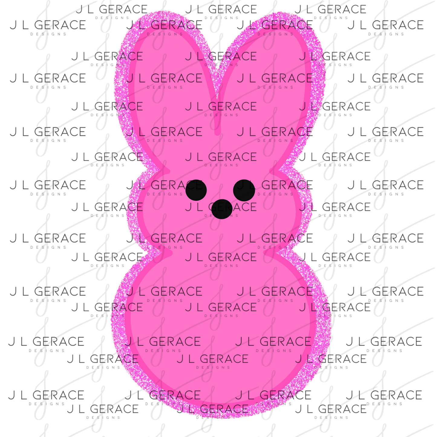 Pink Glitter Bunny Peep Easter Clipart Sublimation PNG