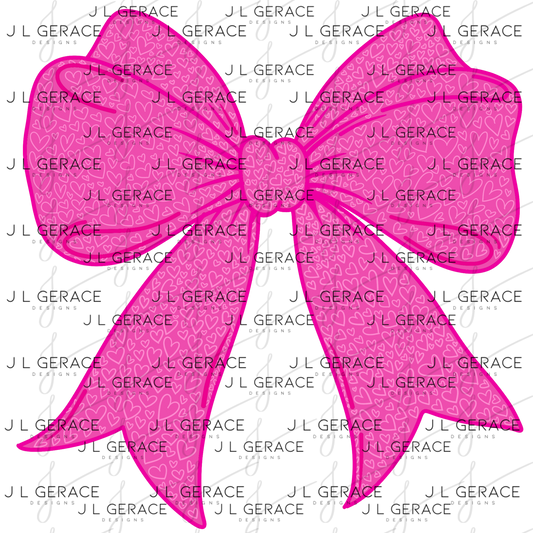 Pink Heart Pattern Bow PNG Clipart – Valentine Ribbon Bow Digital Download
