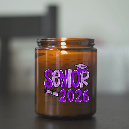 Senior 2026 PNG – Purple Graduation Cap and Diploma Design