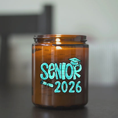 Senior 2026 PNG – Aqua Plaid Graduation Cap and Diploma Design