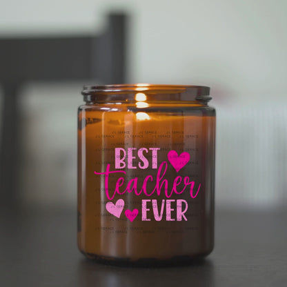 Best Teacher Ever Hearts Pink PNG