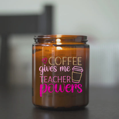 Coffee Gives Me Teacher Powers Pink and Gold PNG