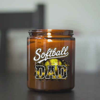 Softball Dad PNG – Yellow Black Paint Splatter Sports Design with Softball