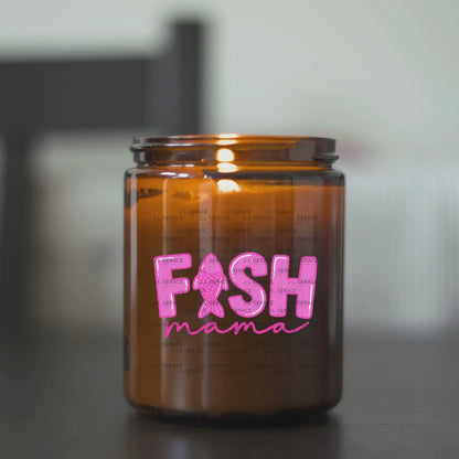 Fish Mama PNG – Pink Fishing Design with Fish Silhouette Letter