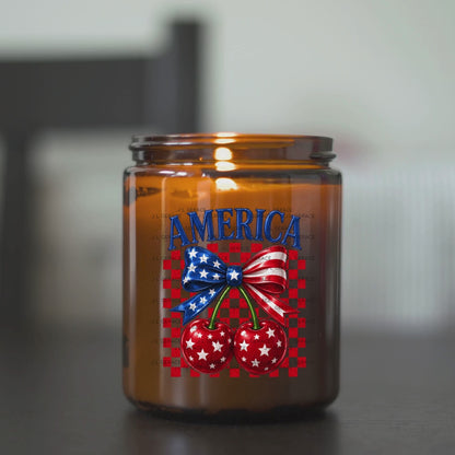 America Patriotic Cherries Bow PNG Design