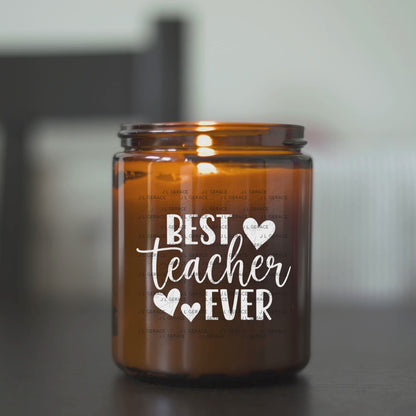 Best Teacher Ever Hearts Black and White PNG