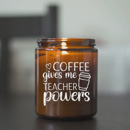 Coffee Gives Me Teacher Powers Black and White PNG (2 Colors)