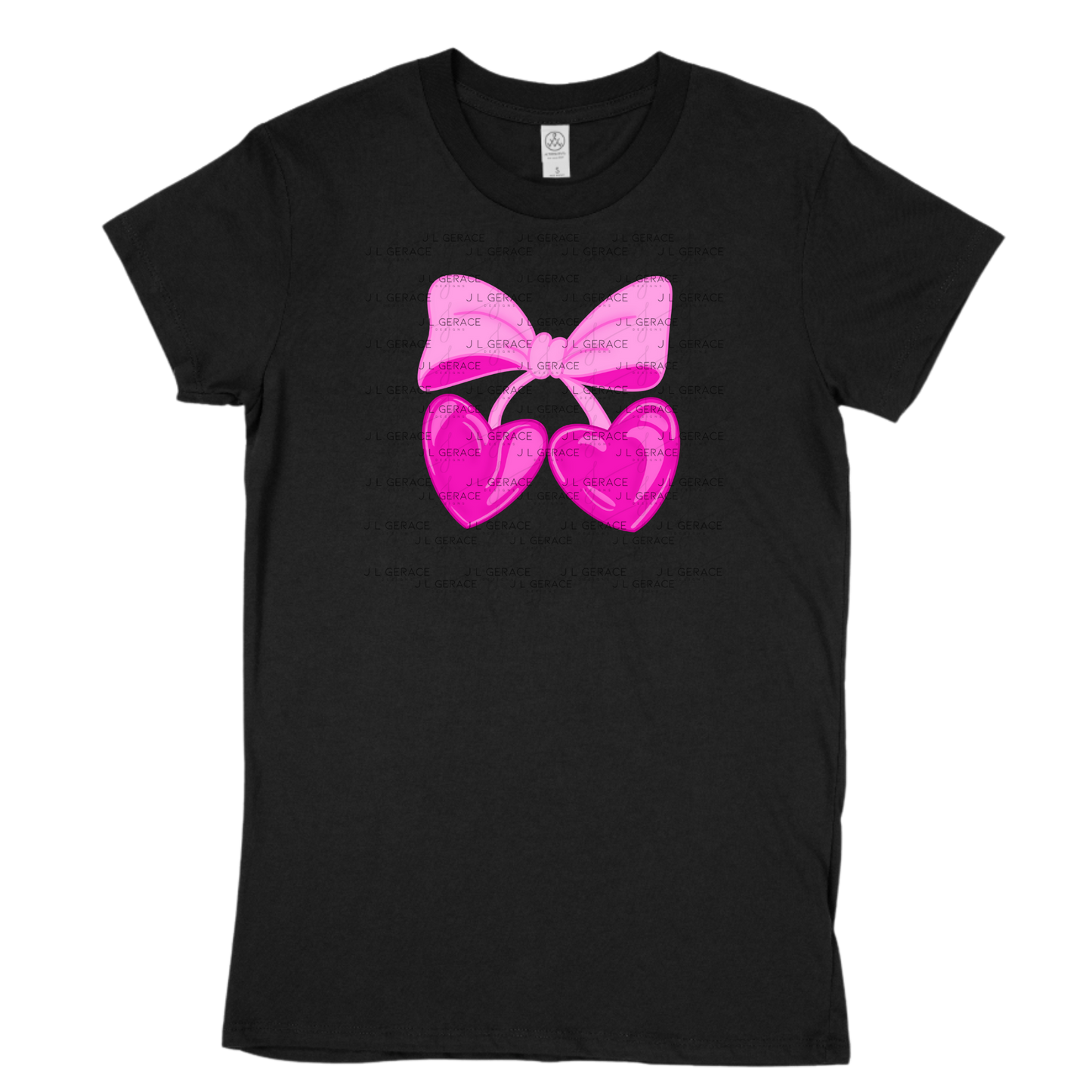 Pink Heart Cherries PNG – Cute Bow Cherry Clipart Design