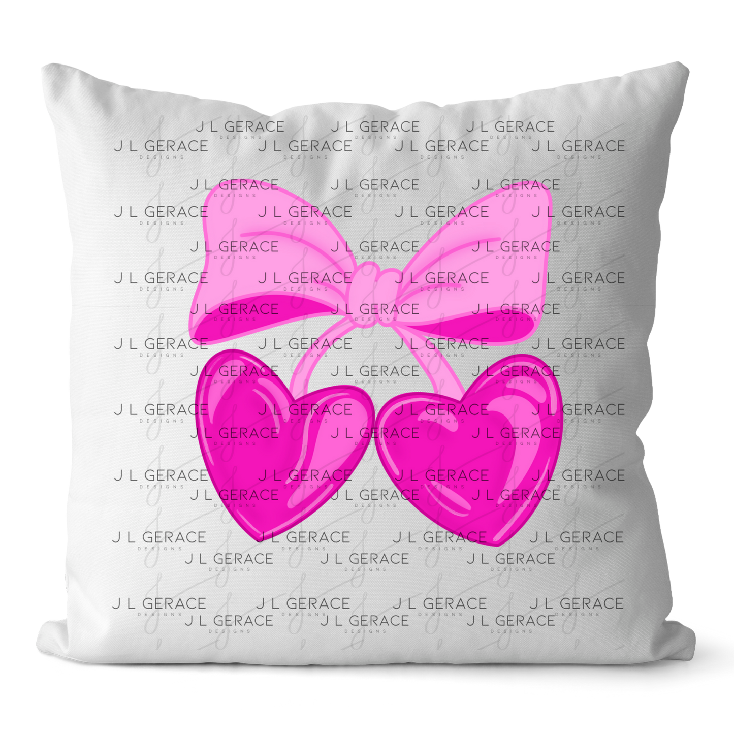 Pink Heart Cherries PNG – Cute Bow Cherry Clipart Design
