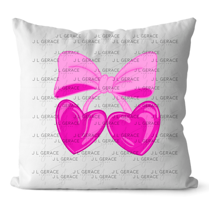 Pink Heart Cherries PNG – Cute Bow Cherry Clipart Design