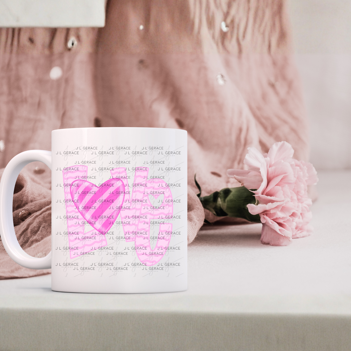 Love Wavy Letter PNG – Pink Valentine Craft Design